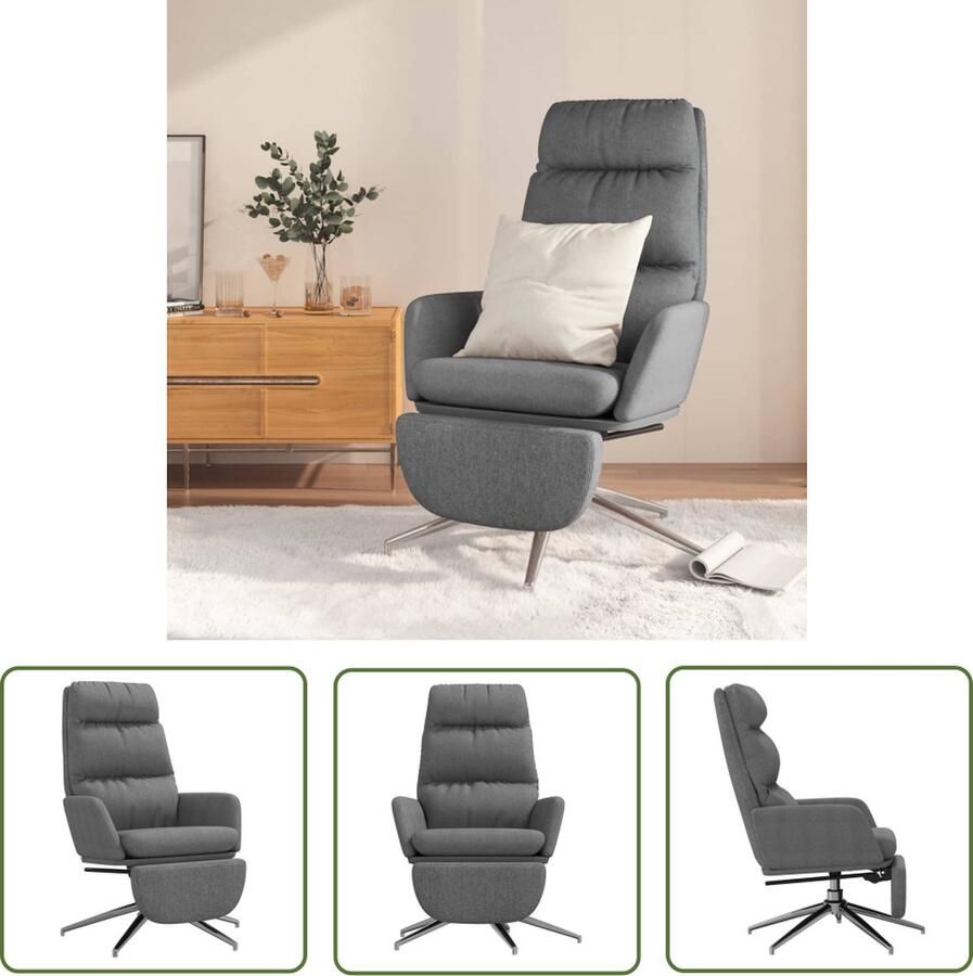 The Living Store Relaxstoel Comfortabele stoel met voetensteun Lichtgrijs 70x77x98 cm Relaxfauteuil Fauteuil Loungestoel Leesstoel Comfortstoel - Foto 2