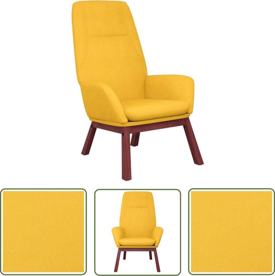 The Living Store Relaxstoel Mosterdgeel 70 x 77 x 94 cm Stabiel frame Relaxstoel Fauteuils Lounge Chair Mostardgeel Gele Stoffen Meubels - Foto 4