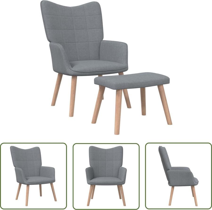 The Living Store Relaxstoel naam Fauteuil 61.5 x 69 x 95.5 cm lichtgrijs Relaxstoel Fauteuils Lounge Chair Loungestoel Woonkamer Meubels - Foto 2