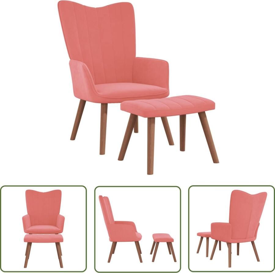 The Living Store Relaxstoel naam Stoelen 61.5 x 69 x 95.5 cm Roze Fluweel Relaxstoel Lounge Chair Fauteuils Velvet Meubels Roze Meubels - Foto 2