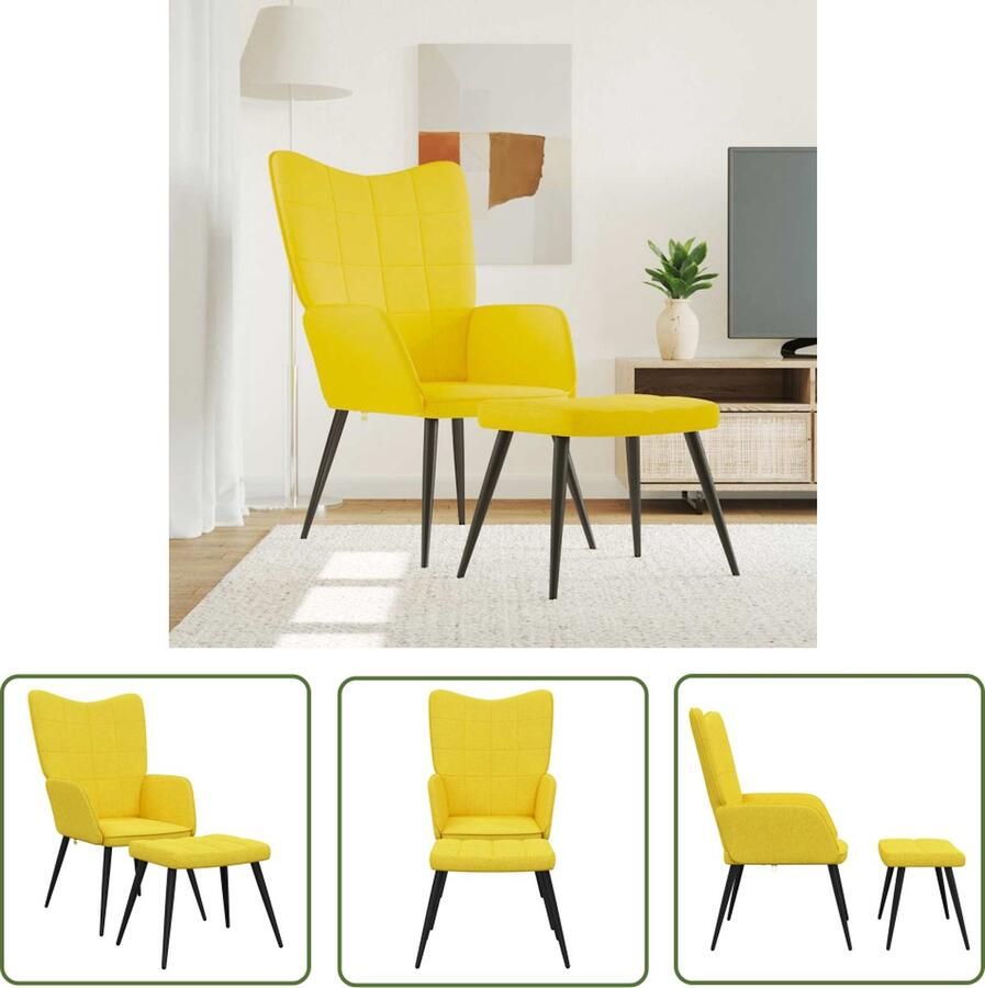 The Living Store Relaxstoel Relaxfauteuil Mosterdgeel 61x70x96.5 cm Relaxstoel Fauteuils Lounge Chair Loungestoel Mustard Yellow - Foto 2