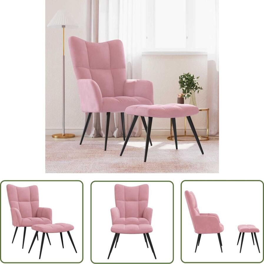 The Living Store Relaxstoel Relaxstoelen 61 x 70 x 96.5 cm Roze Relaxfauteuil Fluweel Fauteuil Roze Fauteuil Lounge Stoel Loungestoel - Foto 2