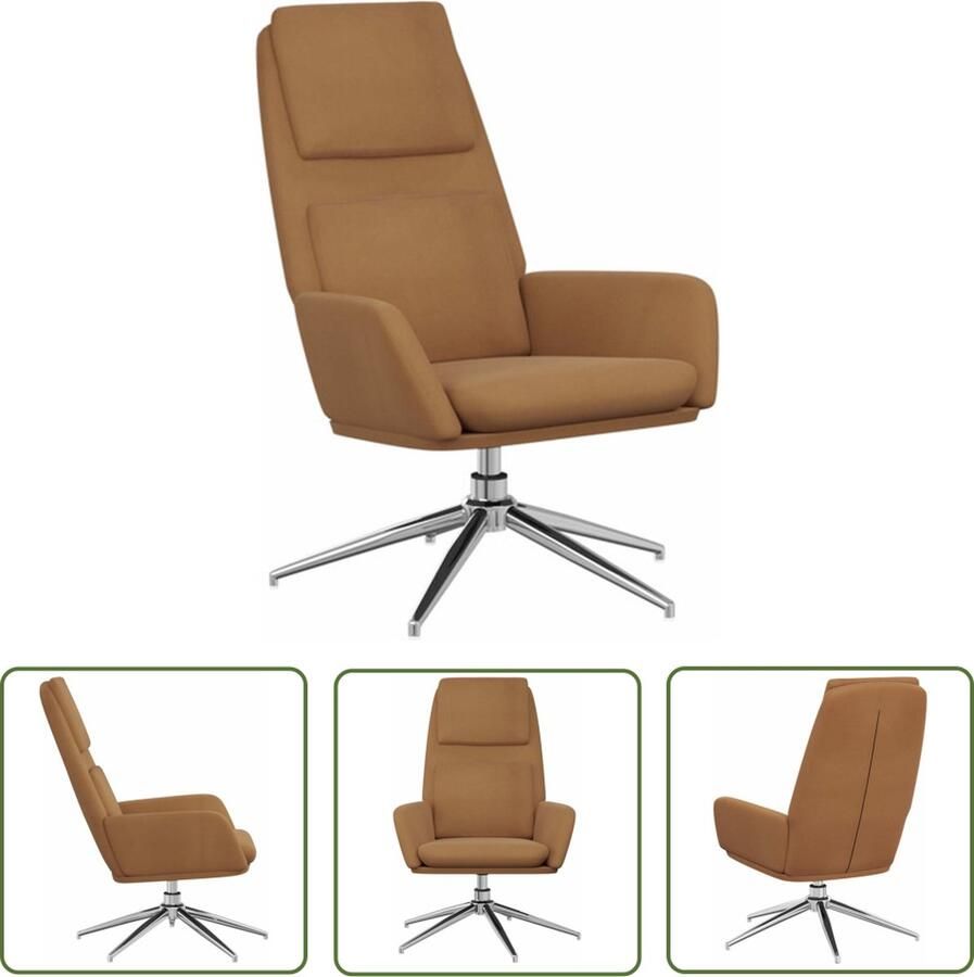 The Living Store Relaxstoel stoel 70x77x98 cm kunstsuède 360 graden draaibaar - Foto 2