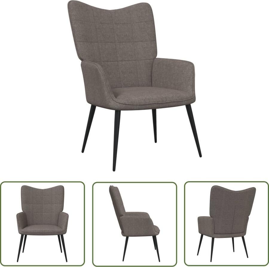 The Living Store Relaxstoel Stoelen Afmetingen- 61 x 70 x 96.5 cm Kleur- taupe Materiaal- 100% polyester en staal Montage vereist Relaxstoel Fauteuils Lounge Chair Tuinstoel Buitenstoel - Foto 2