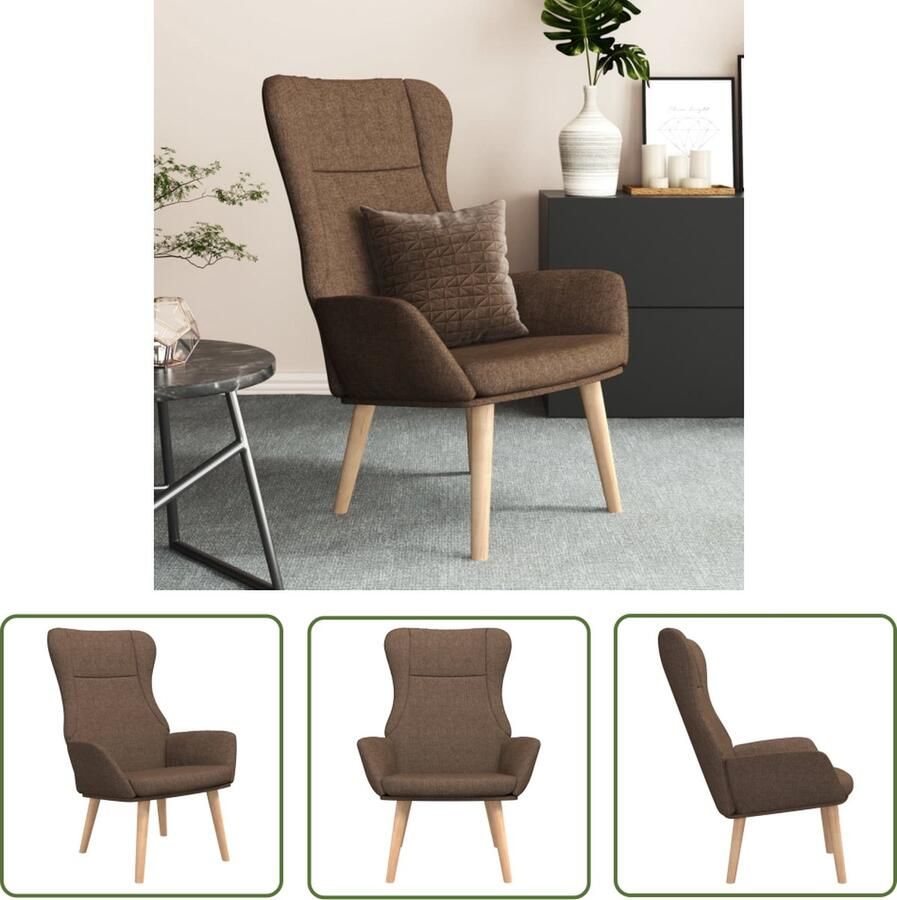 The Living Store Relaxstoel Bruin 70 x 77 x 94 cm Stabiel frame Relaxstoel Fauteuils Lounge Chair Bruin Meubilair Stoffen Bank - Foto 4