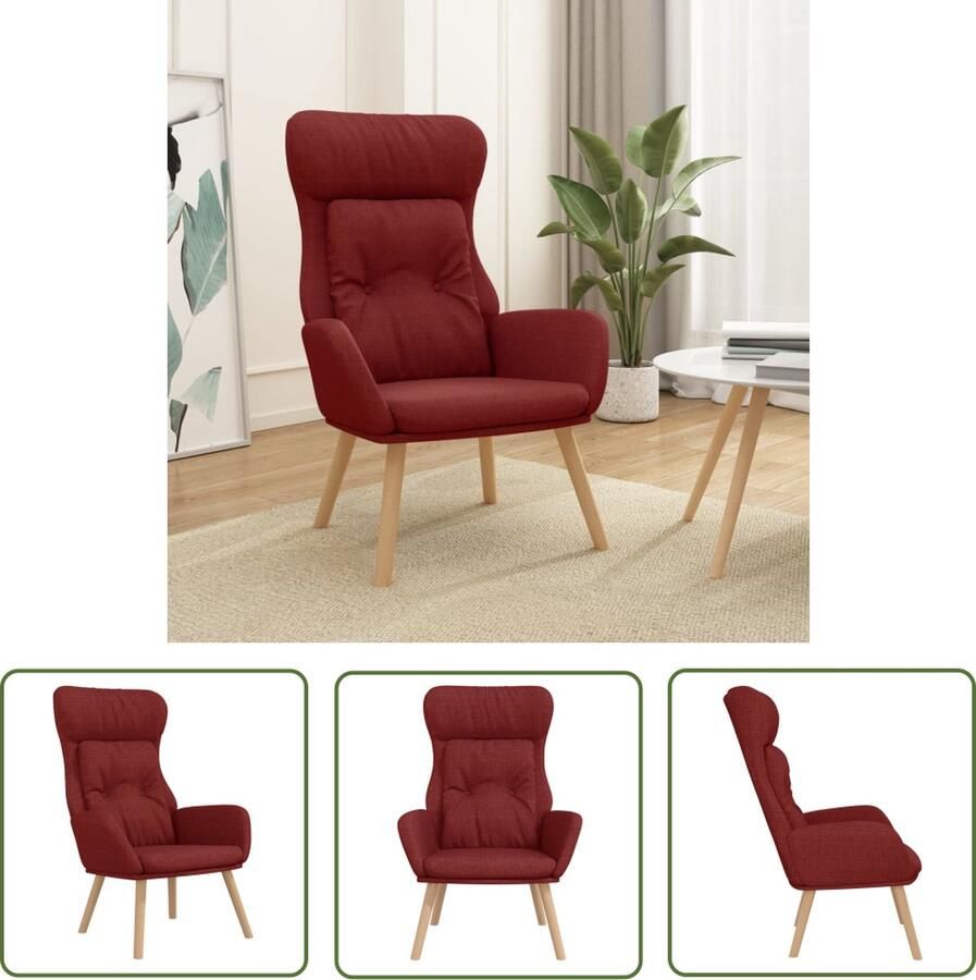 The Living Store Fauteuil Relaxed Fauteuils 70 x 77 x 94 cm Dik gevoerd Relaxfauteuil Fauteuils Lounge Stoel Velours Stoel Rode Stoel - Foto 2