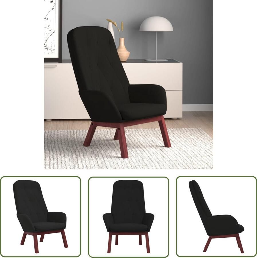 The Living Store Relaxstoel Trendy Eetkamerstoel 70 x 77 x 98 cm Zwart Fluweel Relaxstoel Fauteuil Eetkamerstoel Zwarte Stoel Velvet Stoel - Foto 2