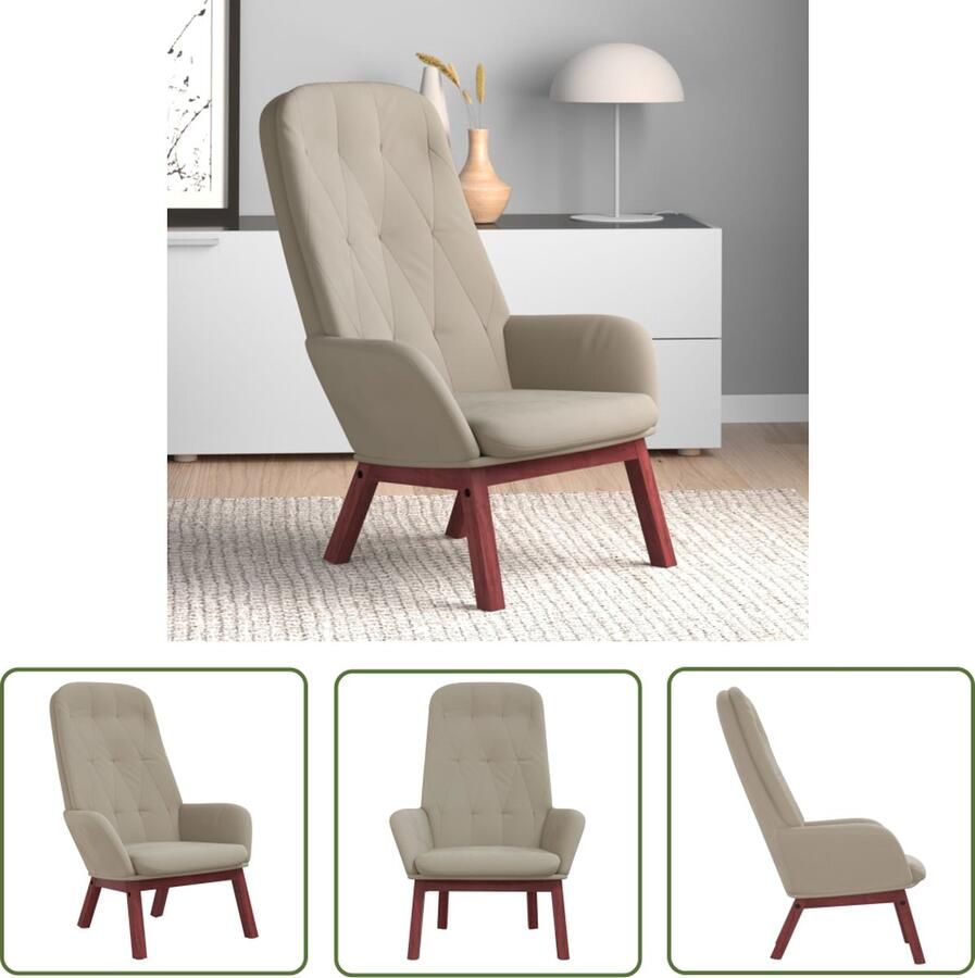 The Living Store Relaxstoel Trendy Meubels 70 x 77 x 98 cm Lichtgrijs Relaxstoel Fauteuils Lounge Chair Velvet Meubilair Grijze Bank