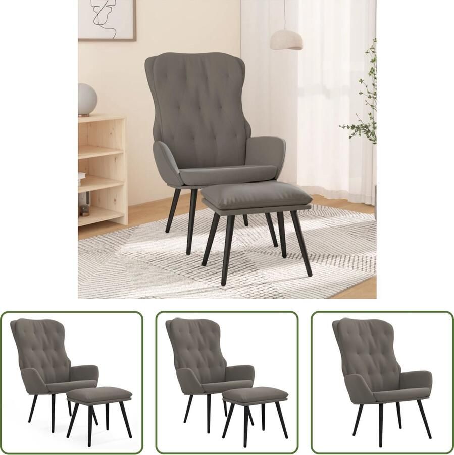 The Living Store Relaxstoel Velvet Lichtgrijs 70x77x98 cm Stevig frame