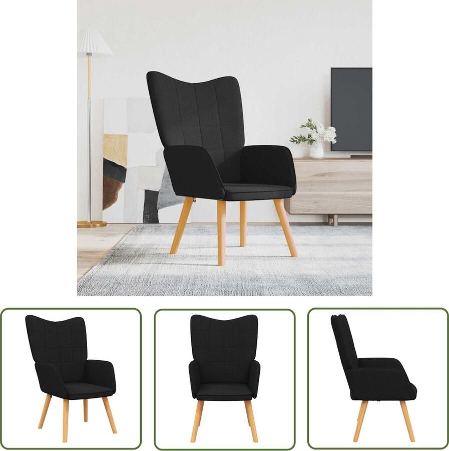 The Living Store Relaxstoel zwart 61.5 x 69 x 95.5 cm schuimvulling Relaxstoel Fauteuils Zwarte Meubels Lounge Stoel Woonkamer Meubilair