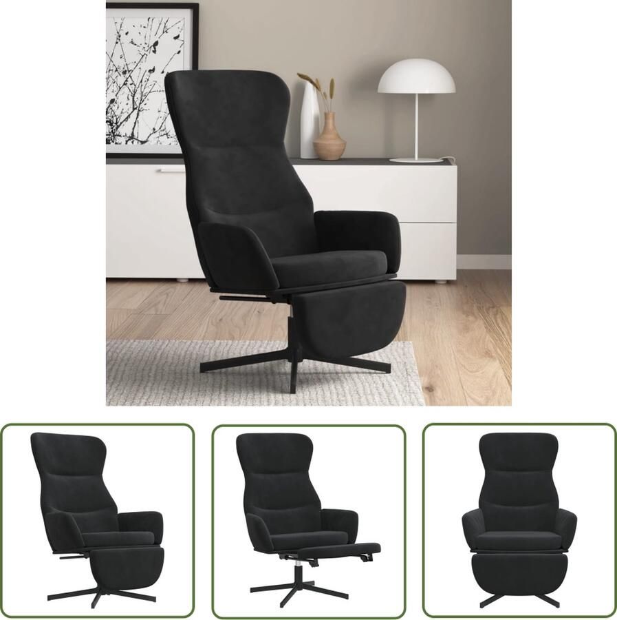 The Living Store Relaxstoel Zwart Fluweel 70x77x94 cm 360 graden draaibaar Relaxfauteuil Fauteuil Loungestoel Velvet Fauteuil Zwarte Fauteuil - Foto 3