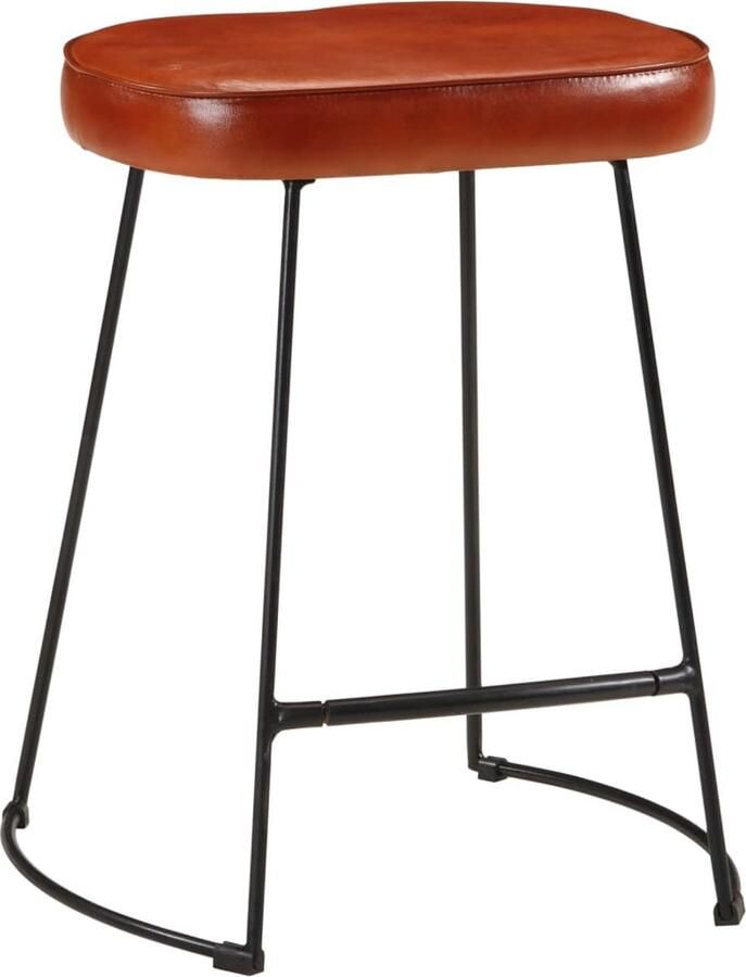 The Living Store Retro Barkruk Donkerbruin 40 x 29.5 x 53 cm Kunstleer en ijzeren frame Retro Barkruk Bruine Barkruk Keukenbarkruk Eetkamerstoelen Stoffen Barkruk