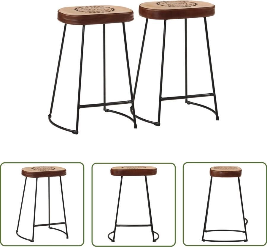 The Living Store Retro Barkruk Keukenkruk Donkerbruin 41 x 29 x 62 cm Cozy zitcomfort met kunstleer en dik schuim Stabiel metalen frame Retro Barkruk Donkere Stoel Industriële Barkruk Kookeiland Stoel Barstoelen - Foto 2