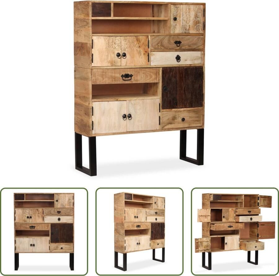 The Living Store Retro Dressoir Hout 100x30x130 cm Handgesneden details