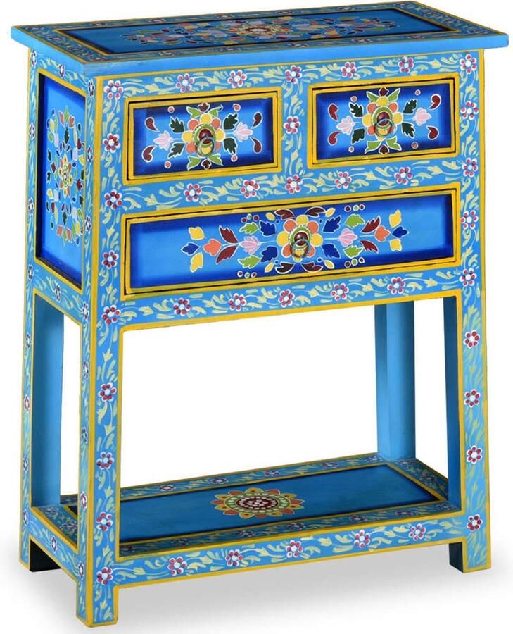 The Living Store Retro Dressoir Meerkleurig 60 x 30 x 76 cm Handgemaakt Massief mangohout