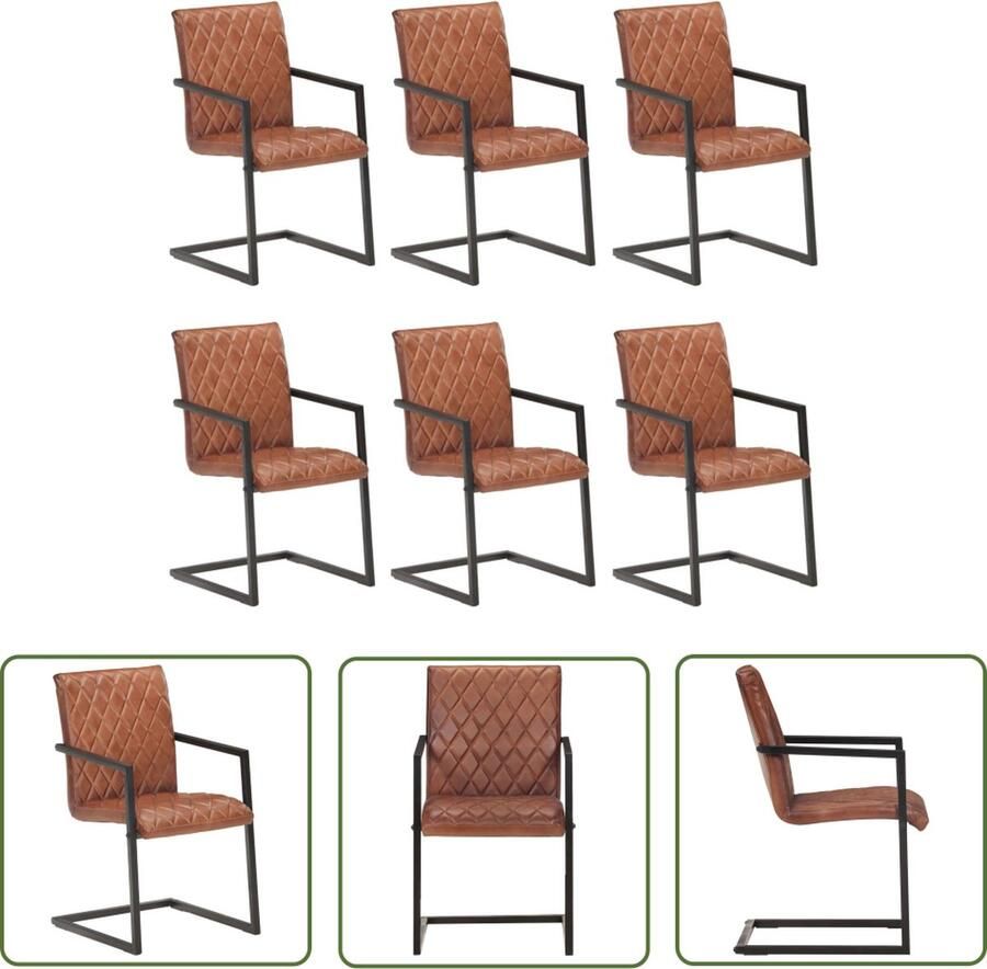 The Living Store Retro Eetkamerstoelen Bruin Leer 51 x 56 x 91 cm Comfortabel en Duurzaam Retro Meubels Eetkamerstoelen Lederen Stoelen Vintage Stoelen Salontafel