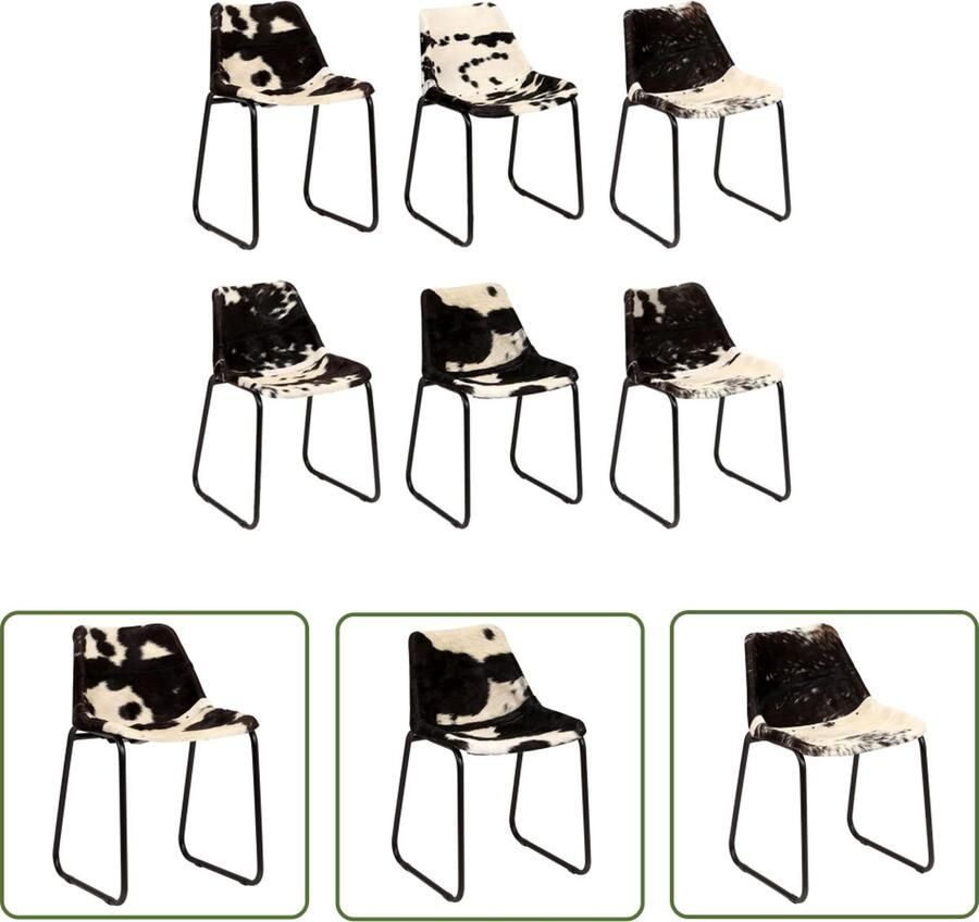 The Living Store Retro Eetkamerstoelen Set van 6 Leren bekleding Meerkleurig 44x46x76 cm