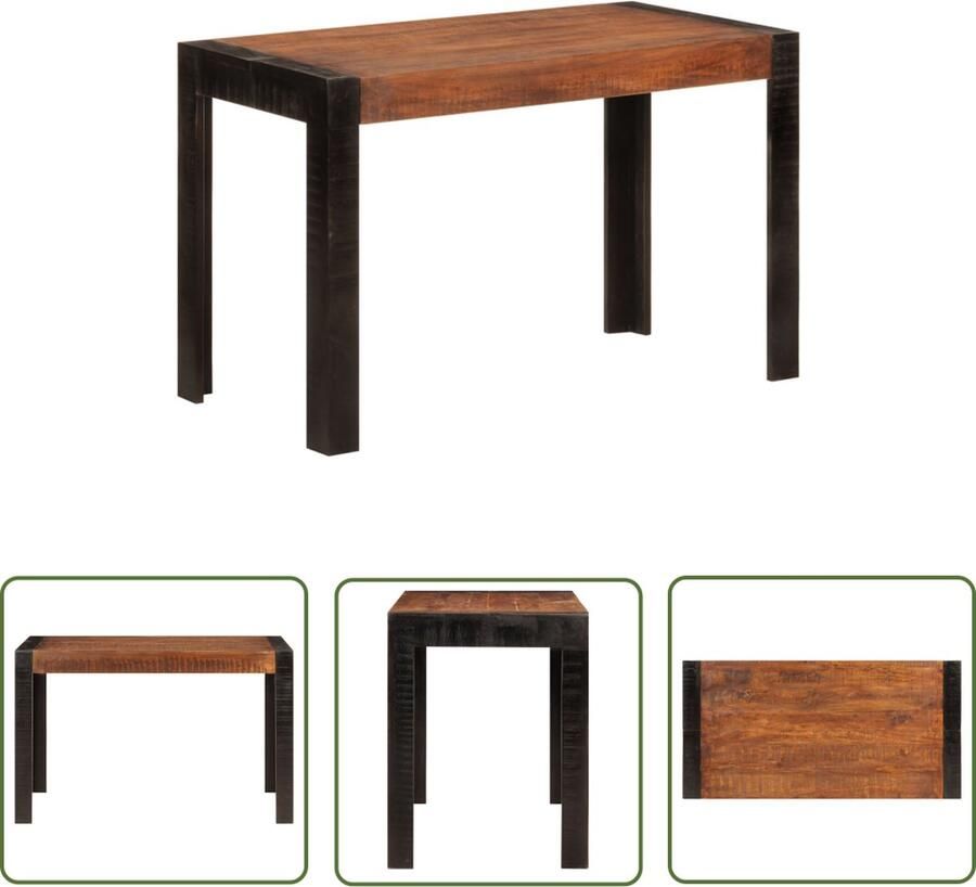The Living Store Retro Eettafel 120 x 60 x 76 cm Massief mangohout Honingbruin Zwart poten Retro Eettafel Mangohouten Eettafel Vintage Eettafel Salontafel Eetkamerstoel - Foto 2