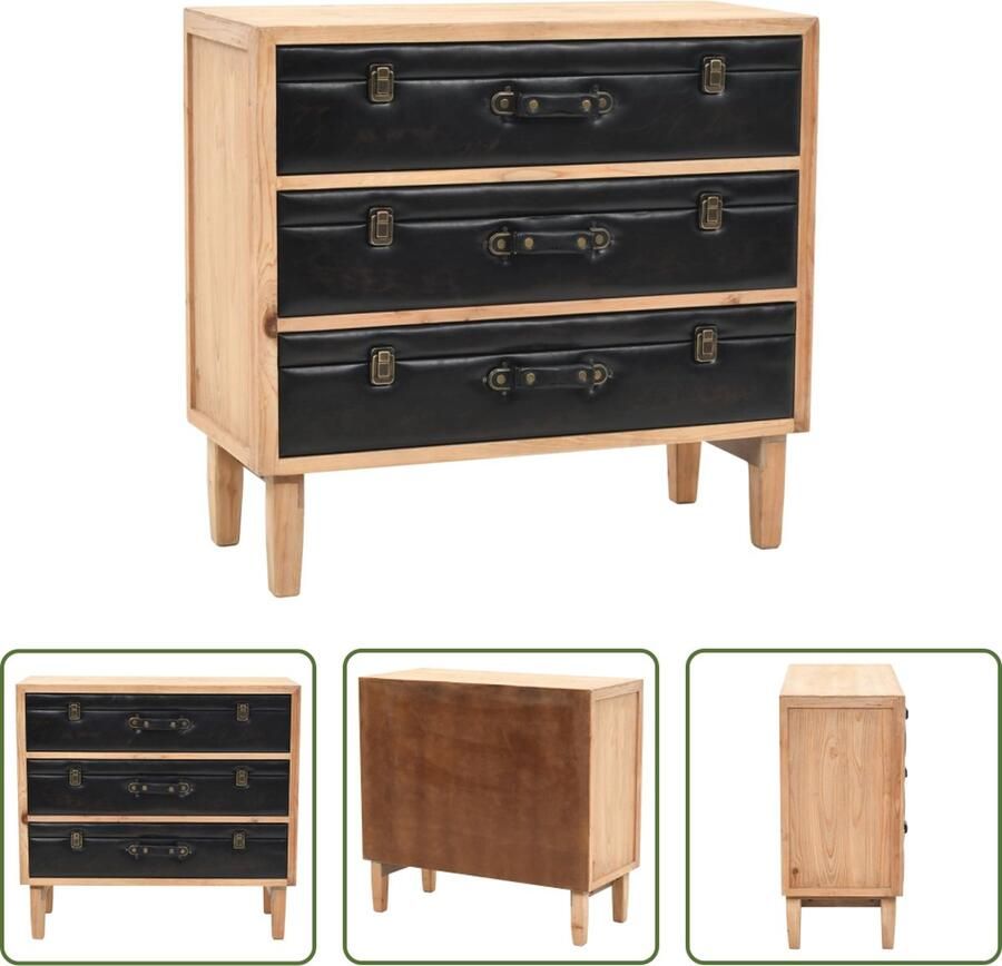 The Living Store Ladekast 80x36x75 cm massief vurenhout Retro Kast Ladekast Hout Kast Salontafel Opslagkast