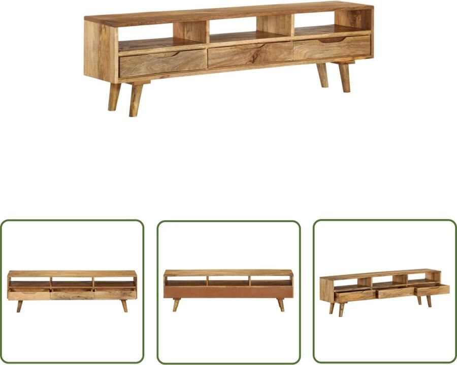 The Living Store Retro Tv-meubel Massief mangohout 140 x 30 x 41 cm