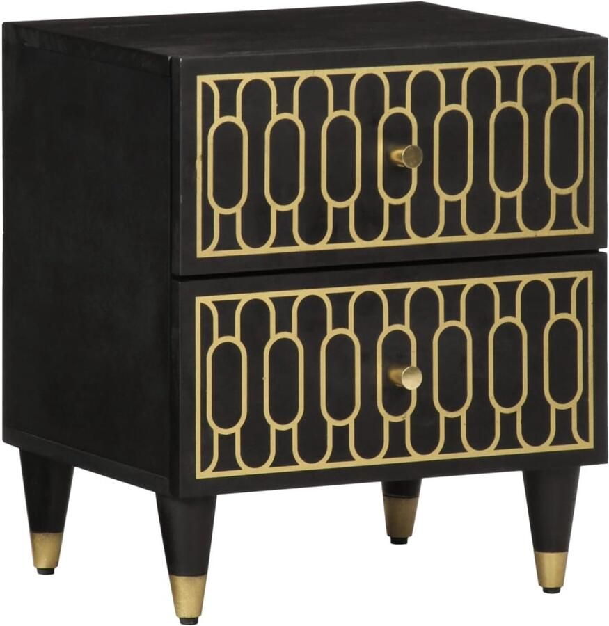 The Living Store Nachtkastjes 2 st 40x33x46 cm massief mangohout Nachtkastjes Mango Wood Vintage Retro Slaapkamers - Foto 2