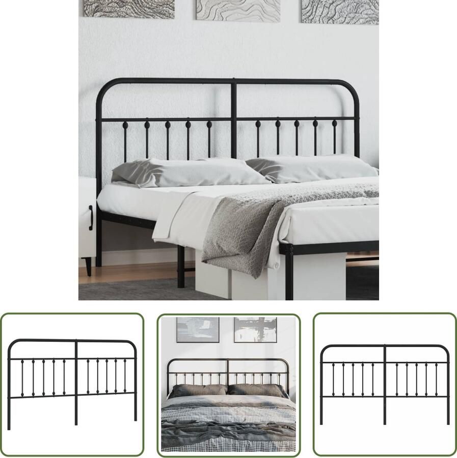 The Living Store Robuust Hoofdbord Staal 187x100 cm Zwart Hoofdbord Bedding Hoofdboard Slaapkamervloer Slaapkamerdecoratie