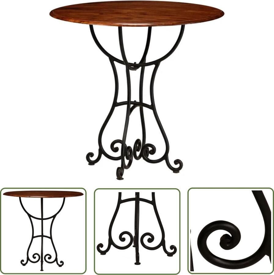 The Living Store Ronde Eetkamertafel Acaciahout 80 x 76 cm Handgemaakt Eetkamertafel Ronde Tafel Acaciatafel Salontafel Houten Tafel