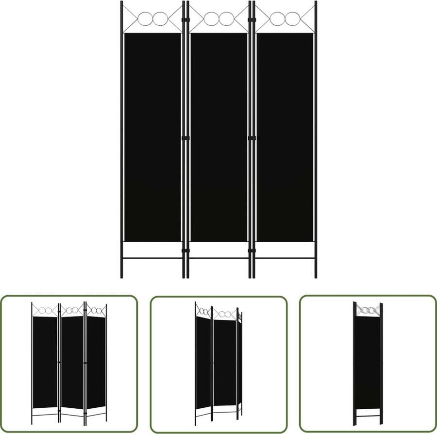 The Living Store Ruimteverdeler 120 x 180 cm Zwart 100% polyester Kamerscherm Scheidingswand Paravent Privacy Screen Ruimtescheider - Foto 2