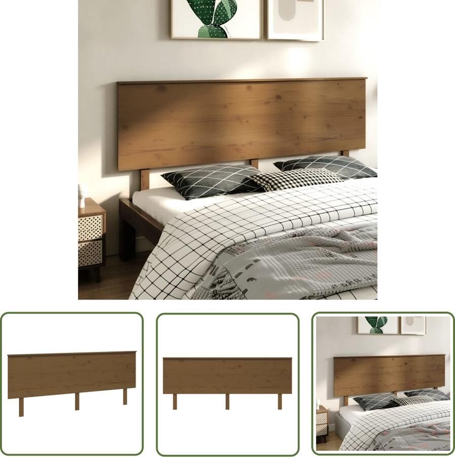The Living Store Rustiek houten hoofdeinde 204 x 6 x 82.5 cm Honingbruin Hoofdboard Hoofdeinde Houten Hoofdbord Bedding Slaapkamer Decoratie