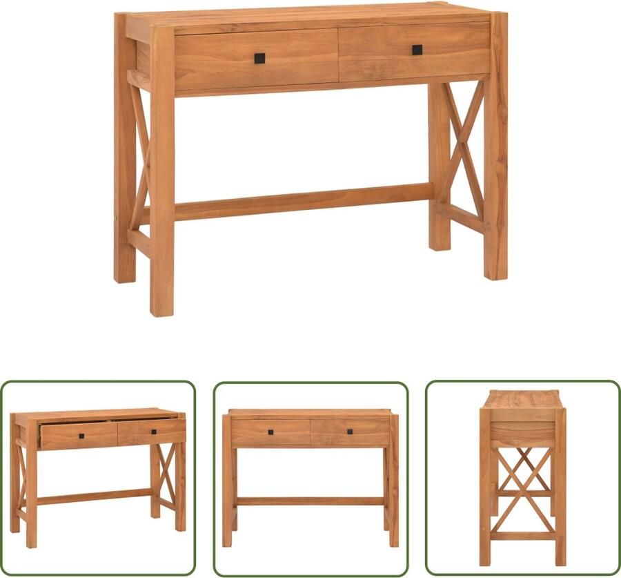 The Living Store Bureau met 2 lades 100x40x75 cm gerecycled teakhout Bureau - Foto 2