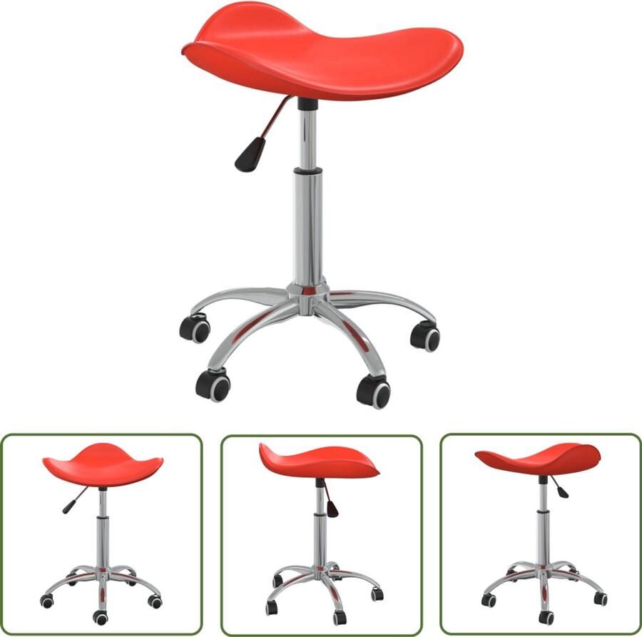 The Living Store Salonkruk kunstleer rood Salonkruk Stoel Kantoorstoel Bureaustoel Rode Stoel