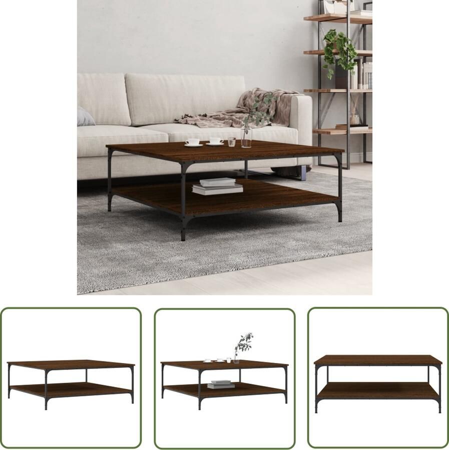 The Living Store Salontafel 100x100x40 cm bewerkt hout bruin eikenkleur Salontafel Houten Salontafel Bruine Meubels Modern Design Living Room Furniture - Foto 2