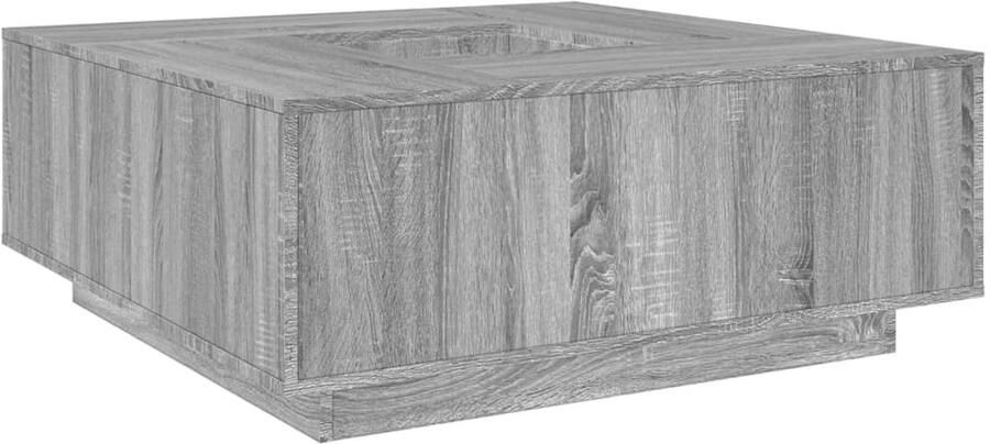The Living Store Salontafel 100x100x40 cm bewerkt hout grijs sonoma eikenkleurig Salontafel Houten Salontafel Grijze Salontafel Modern Eikenhouten Salontafel