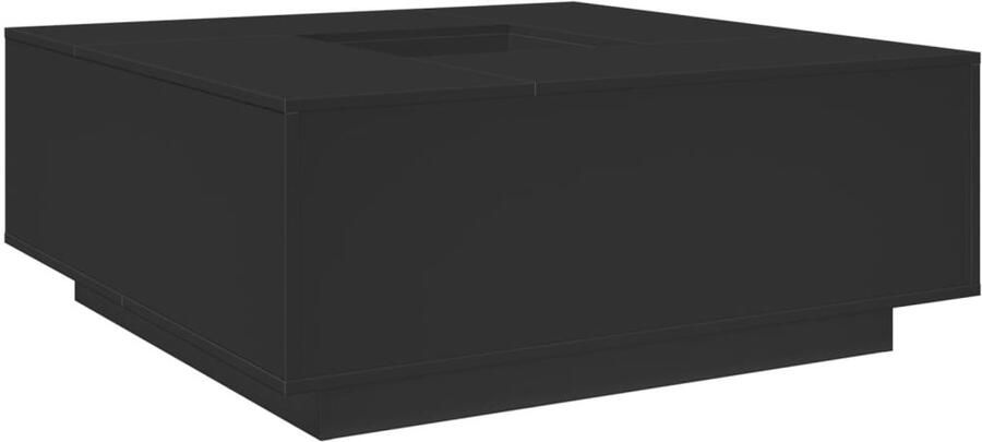 The Living Store Salontafel 100x100x40 cm bewerkt hout zwart Salontafel Zwarte Salontafel Houten Salontafel Bewerkt Hout Salontafels