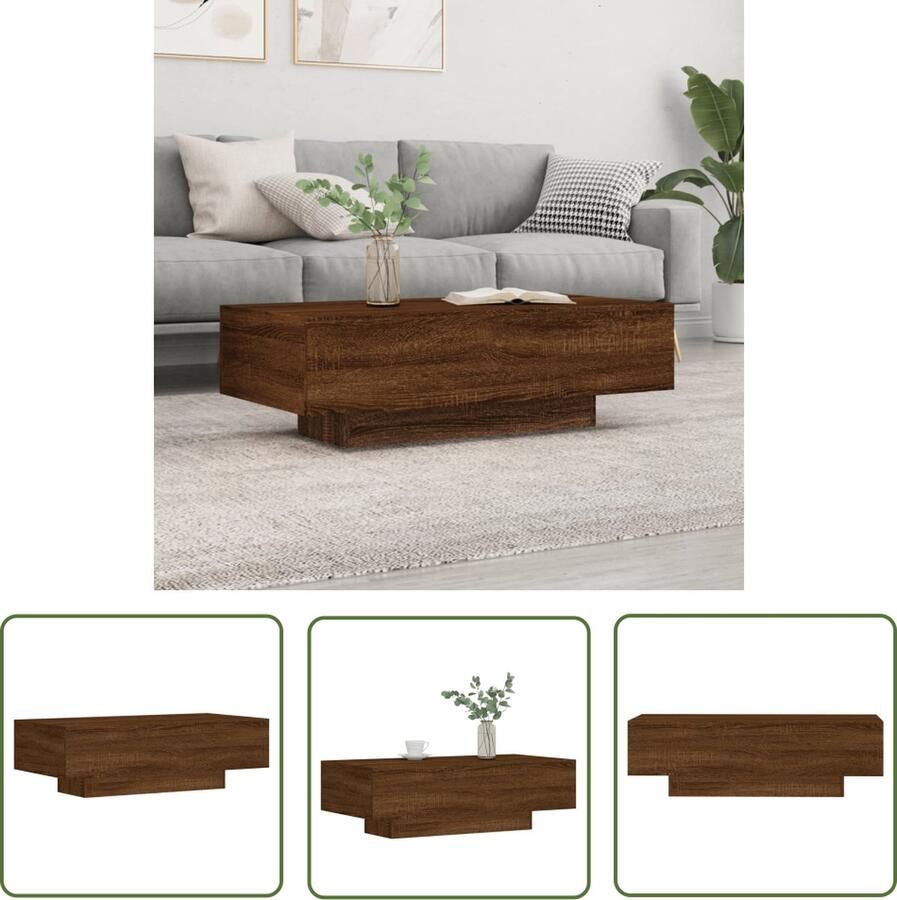 The Living Store Salontafel Bruineiken 100 x 49.5 x 31 cm Duurzaam bewerkt hout Salontafel Houten Salontafel Bruine Salontafel Moderne Salontafel Bruin Eiken