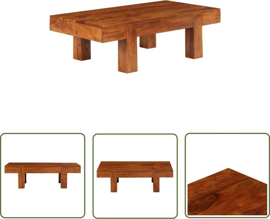 The Living Store salontafel Vintage Acaciahout 100 x 50 x 30 cm Honingkleurige afwerking Salontafel Vintage Meubilair Acacia Hout Bruine Salontafel Tv Tafeltje