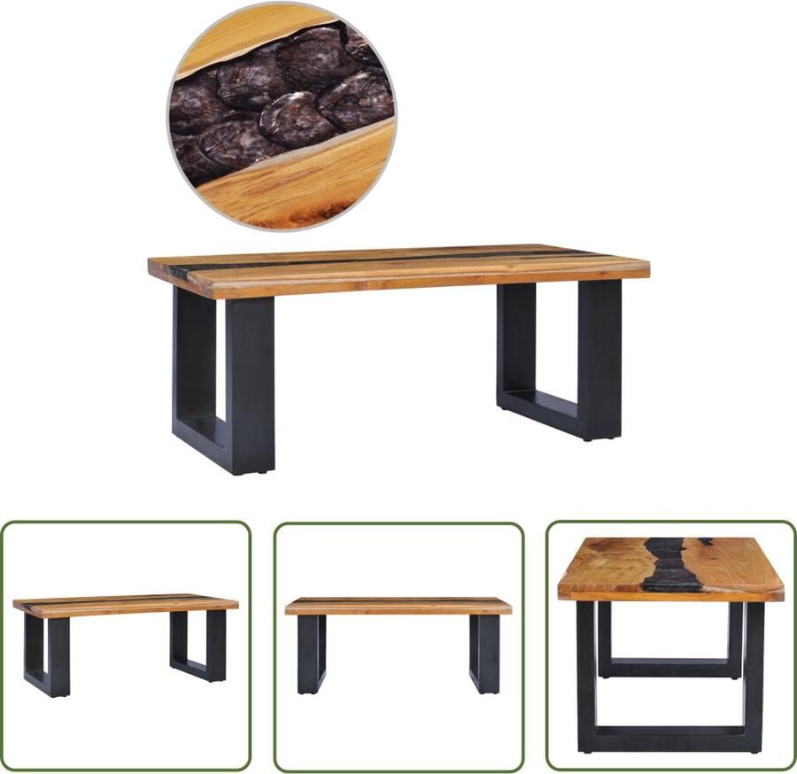 The Living Store Salontafel Teakhout 100 x 50 x 40 cm Handgemaakt Rustieke Charme Salontafel Teak Houten Salontafel Vintage Salontafel Rustic Salontafel - Foto 2