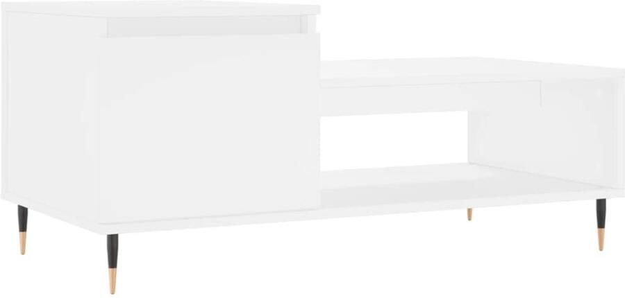 The Living Store Salontafel Wit 100 x 50 x 45 cm Bewerkt hout en metaal Salontafel Houten Salontafel Wit Salontafel Bijzettafel Living Room Furniture