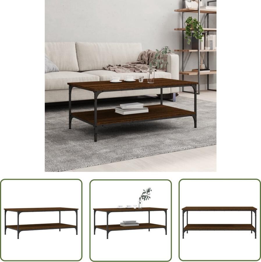 The Living Store Salontafel 100x55x40 cm bewerkt hout bruin eikenkleur Salontafel Houten Salontafel Bruine Salontafel Moderne Salontafel Tv Tafellaar