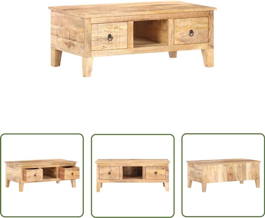 The Living Store Salontafel 100x55x40 cm ruw mangohout Salontafel Mangohout Landelijke Stijl Rustieke Meubels Vintage Tafellamp