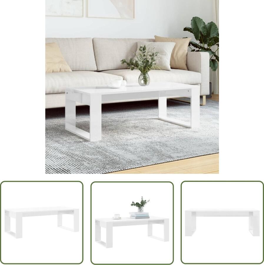 The Living Store Salontafel Bijzettafel 102 x 50 x 35 cm Hoogglans wit Salontafel Bijzettafel Houten Tafel Modern Meubilair Hoogglans Wit