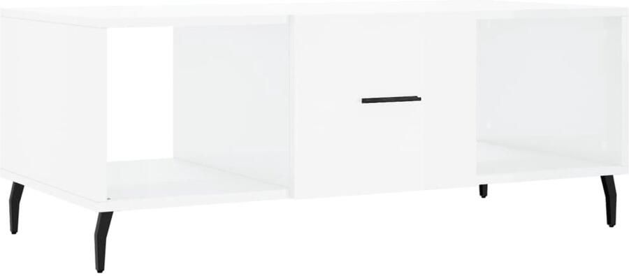 The Living Store Salontafel 102x50x40 cm bewerkt hout hoogglans wit Salontafel Witte Salontafel Houten Salontafel Bijzettafel Tv Tafeltje