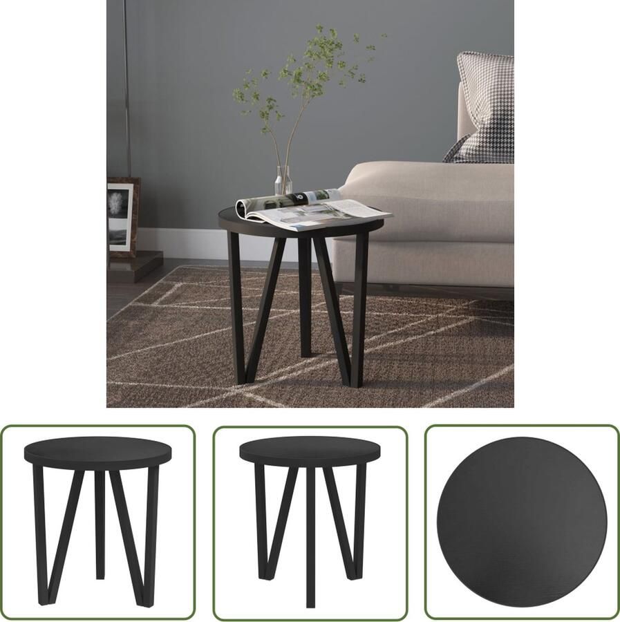 The Living Store IndustriÃle Bijzettafel 35 x 34 cm Zwart MDF en gepoedercoat staal Industriele Tafel Bijzettafel Salontafel Zwarte Tafel Mdf Tafel - Foto 2