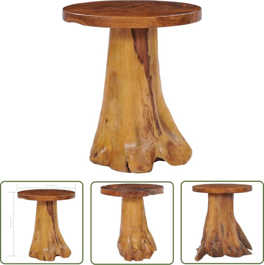 The Living Store Salontafel Teakhout 40 x 40 cm Unieke handgemaakte tafel met wortelstandaard Salontafel Teakhout Houten Tafel Vintage Tafel Unieke Tafel - Foto 2