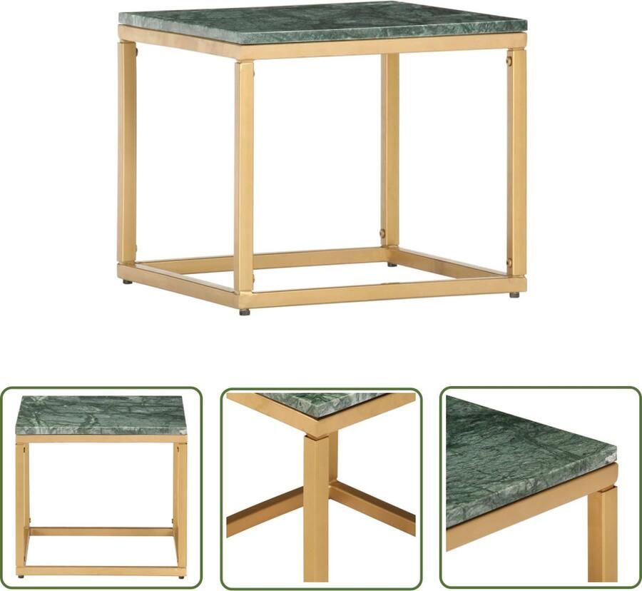 The Living Store Salontafel Bijzettafel 40 x 40 x 35 cm Groen Marmeren Textuur Salontafel Bijzettafel Steentafel Groene Tafel Modern Meubilair - Foto 3