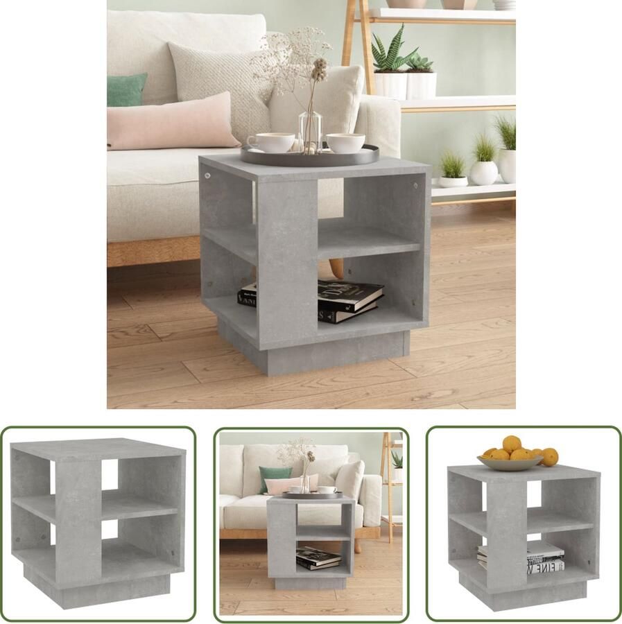 The Living Store Banktafel Modern Salontafel 40x40x43cm Betongrijs Salontafel Banktafel Houten Salontafel Grijze Salontafel Betonnen Salontafel - Foto 2