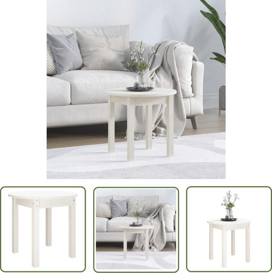 The Living Store Houten Salontafel á 45 x 40 cm Massief grenenhout Salontafel Houten Salontafel Grenenhouten Salontafel Witte Salontafel Kleine Salontafel - Foto 2