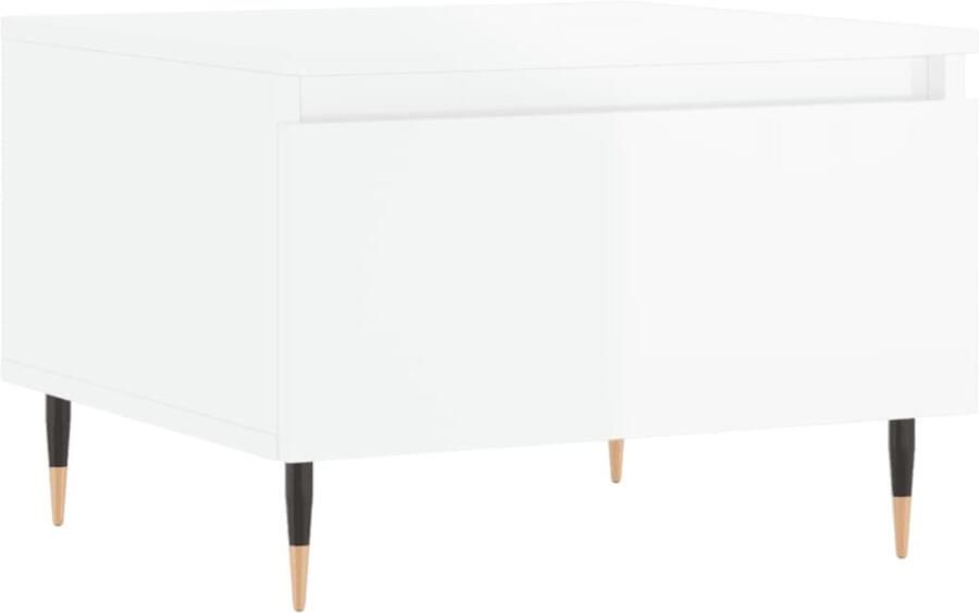 The Living Store Salontafel Trendy Hoogglans wit 50 x 46 x 35 cm Bewerkt hout en metaal Salontafel Trendy Salontafel Houten Salontafel Witte Salontafel Met Lade