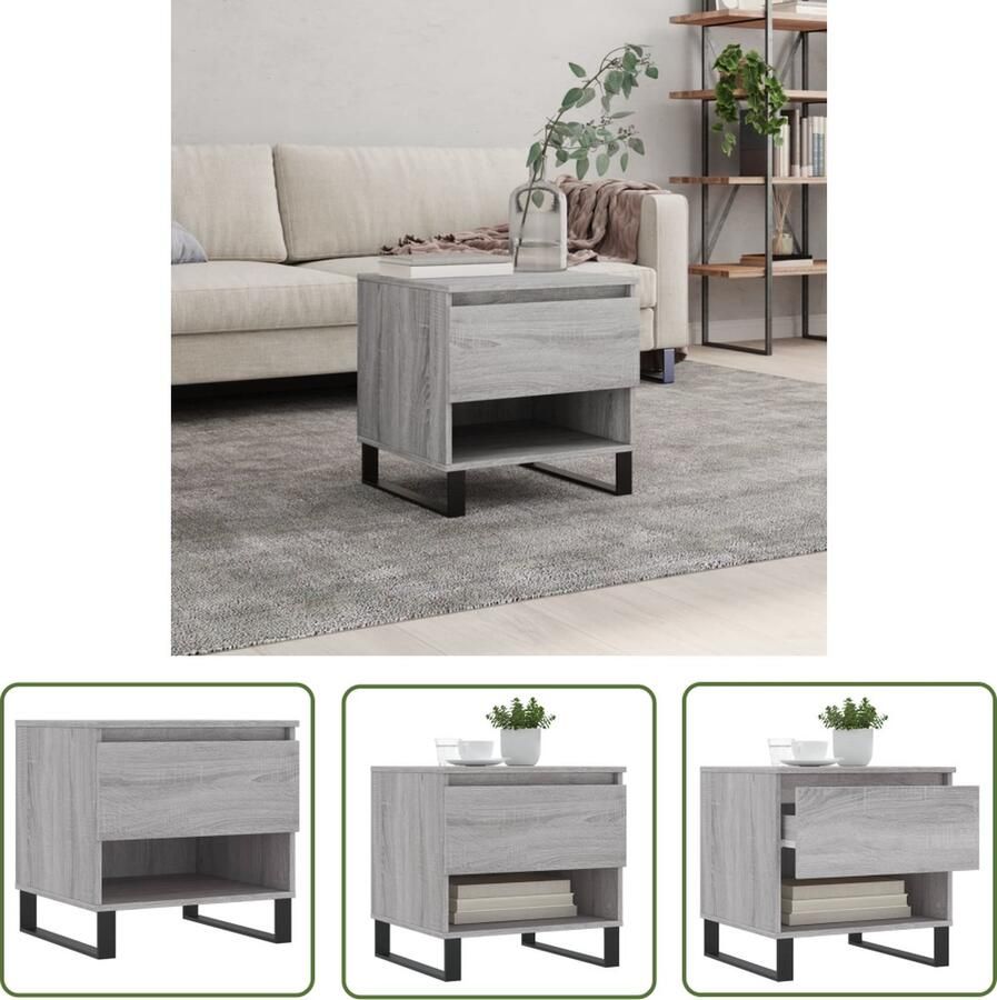 The Living Store Salontafel Trendy Bijzettafel 50 x 46 x 50 cm Grijs sonoma eiken Salontafel Bijzettafel Houten Salontafel Grijze Salontafel Trendige Salontafel