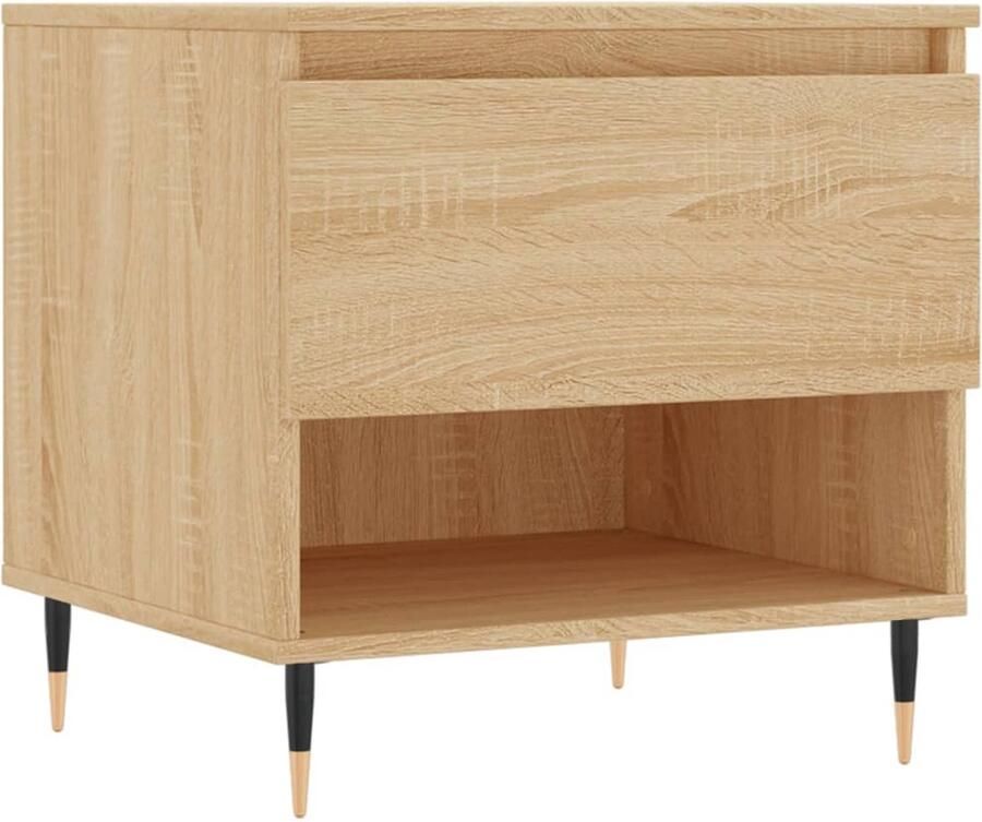 The Living Store Salontafel 50x46x50 cm bewerkt hout sonoma eikenkleurig Salontafel Houten Salontafel Eikenhouten Salontafel Tv Tafels Bijzettafels